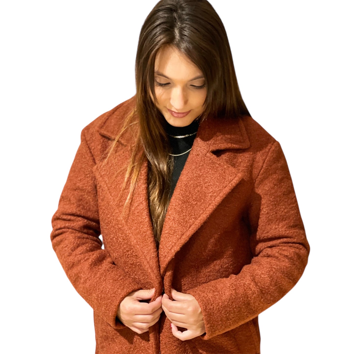 casaco bouclé feminino · casaco longo feminino · casaco texture bouclé · outerwear feminino elegante · casaco textura rica · JDY casaco bouclé