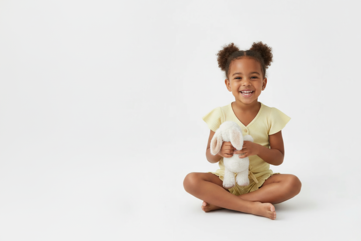 Banner menina com coelhinho formato horizontal