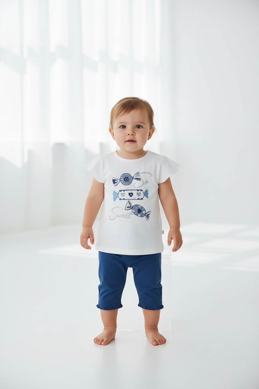 Bebé 12 meses - conjunto Sweet corsário liso à frente