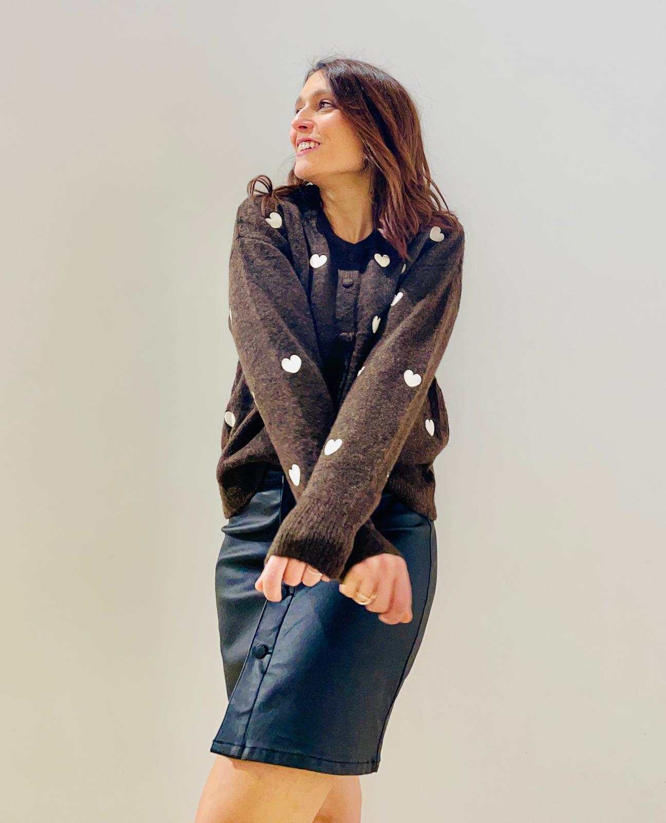 Casaco de malha castanho chocolate Kapa M Fashion