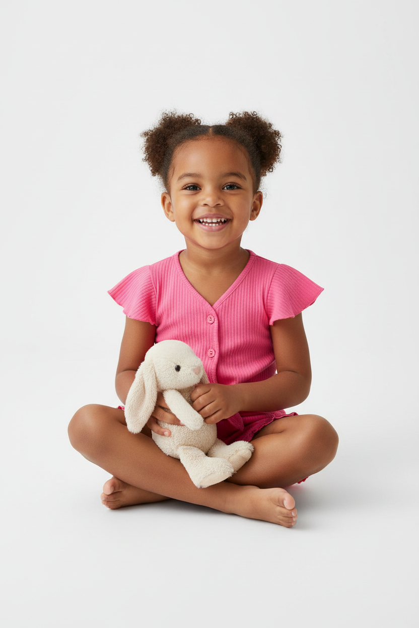 Conjunto rosa pink com botões