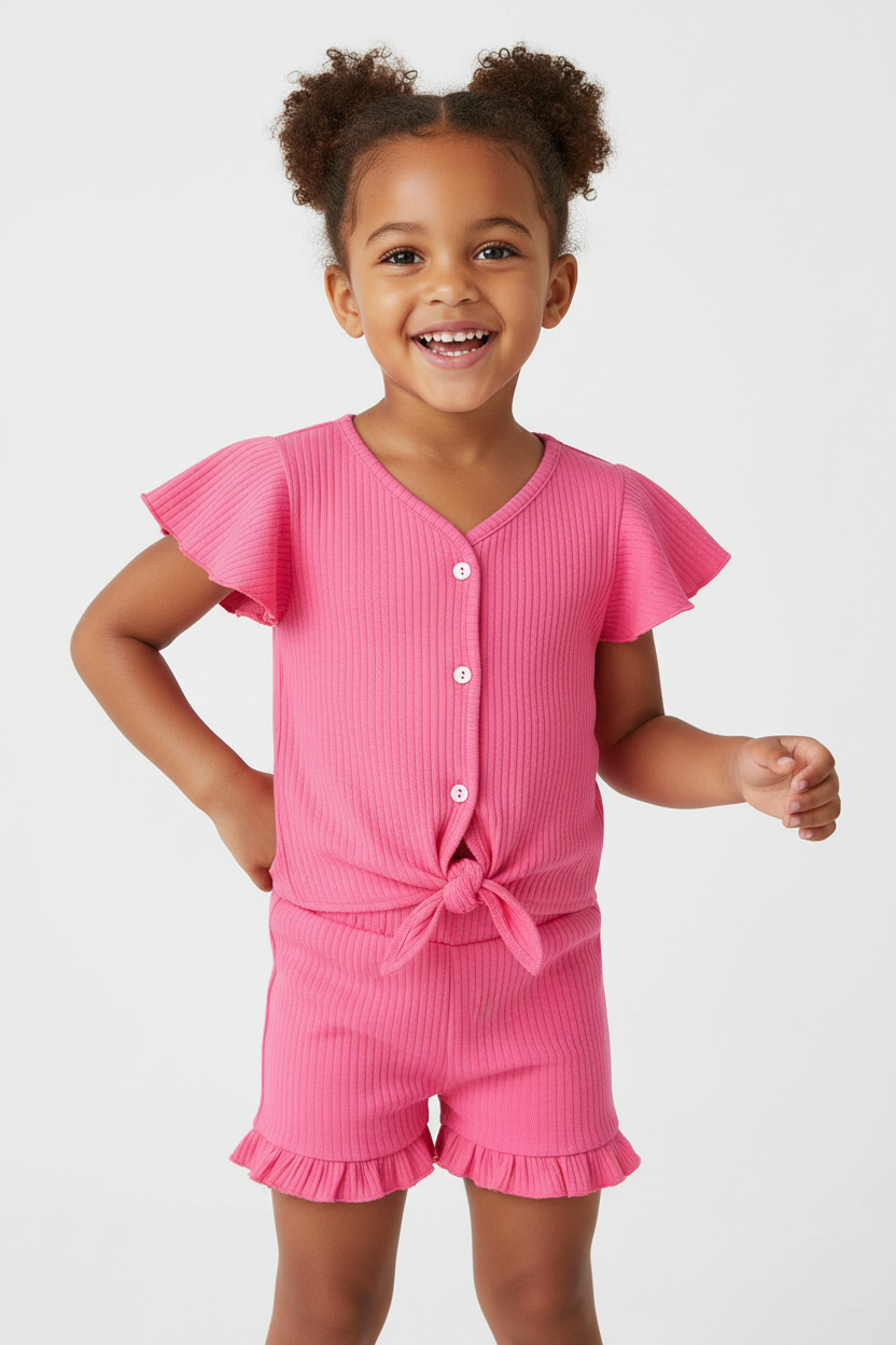 Conjunto rosa pink menina em pé