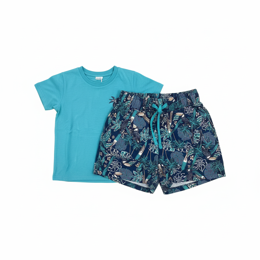 Conjunto tropical turquesa - fundo branco