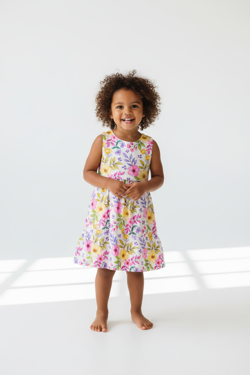 Menina com vestido floral