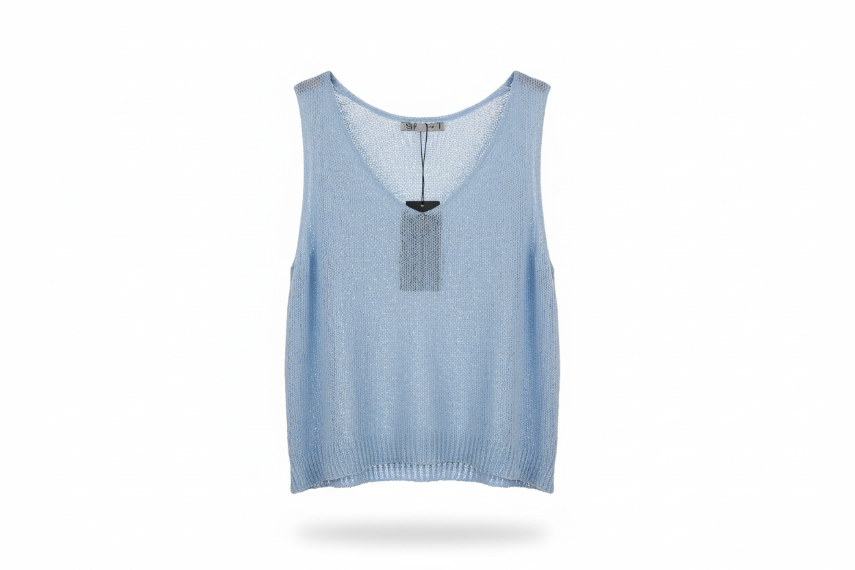 Top crochet azul claro sem cabide