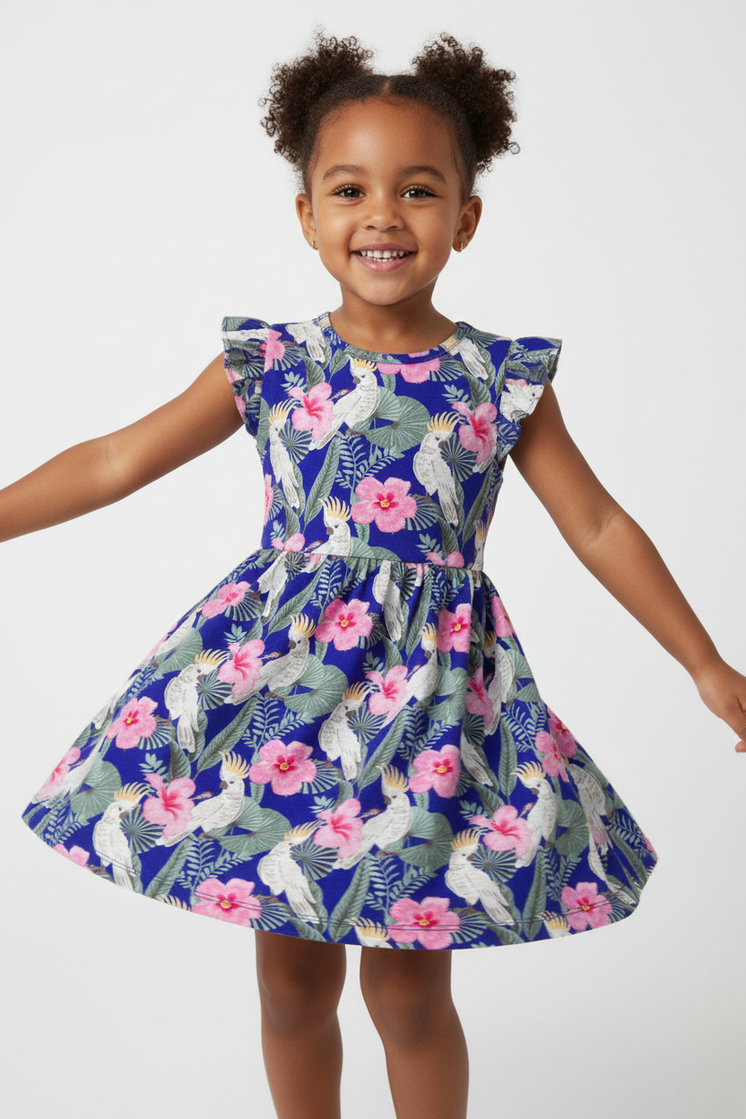 Vestido tropical azul menina